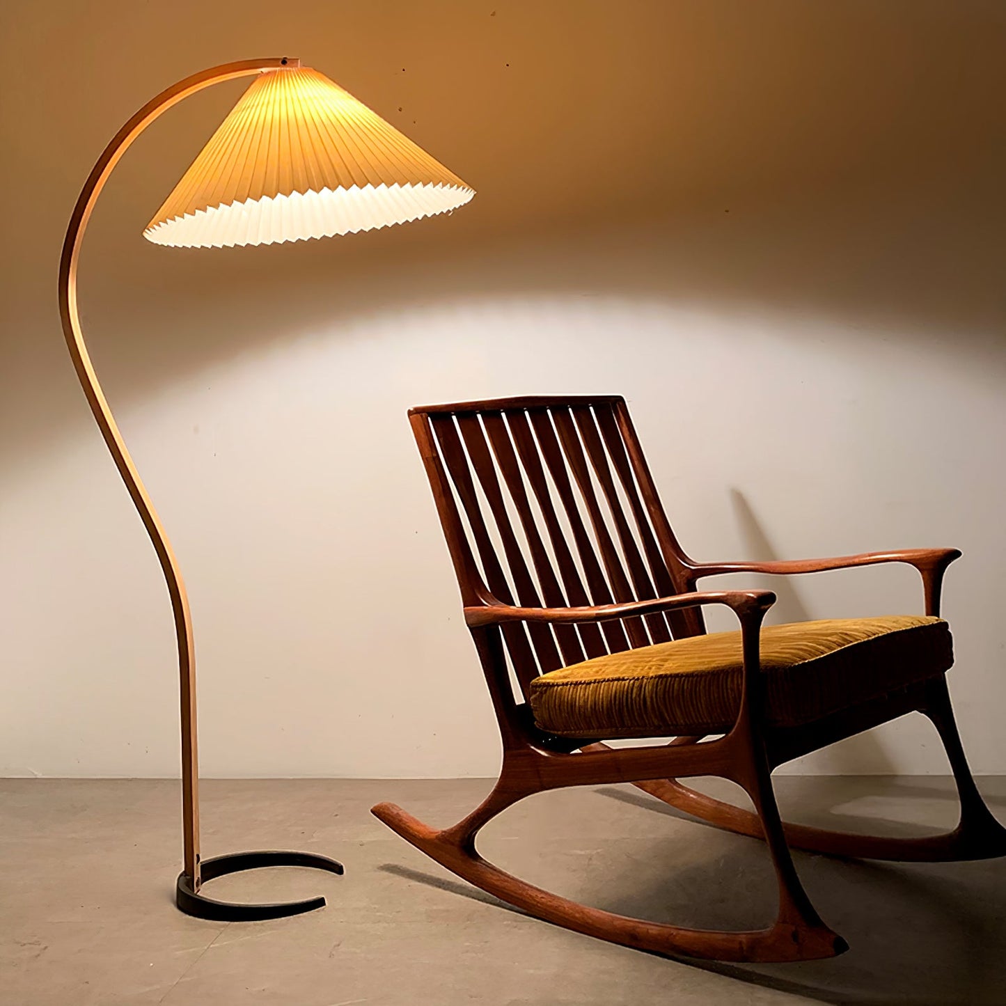 Caprani Scandinavian Wood and Metal Floor Lamp