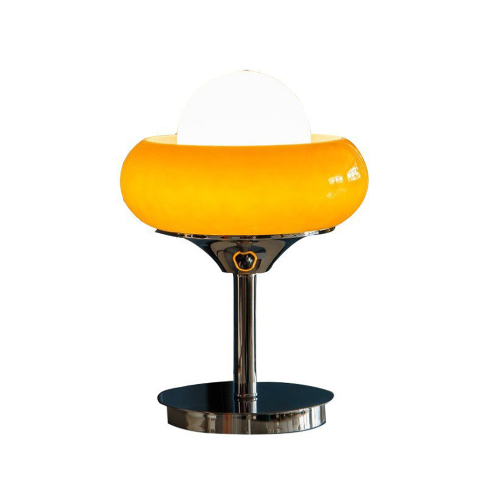 Vintage Bauhaus Yellow Glass Table Lamp