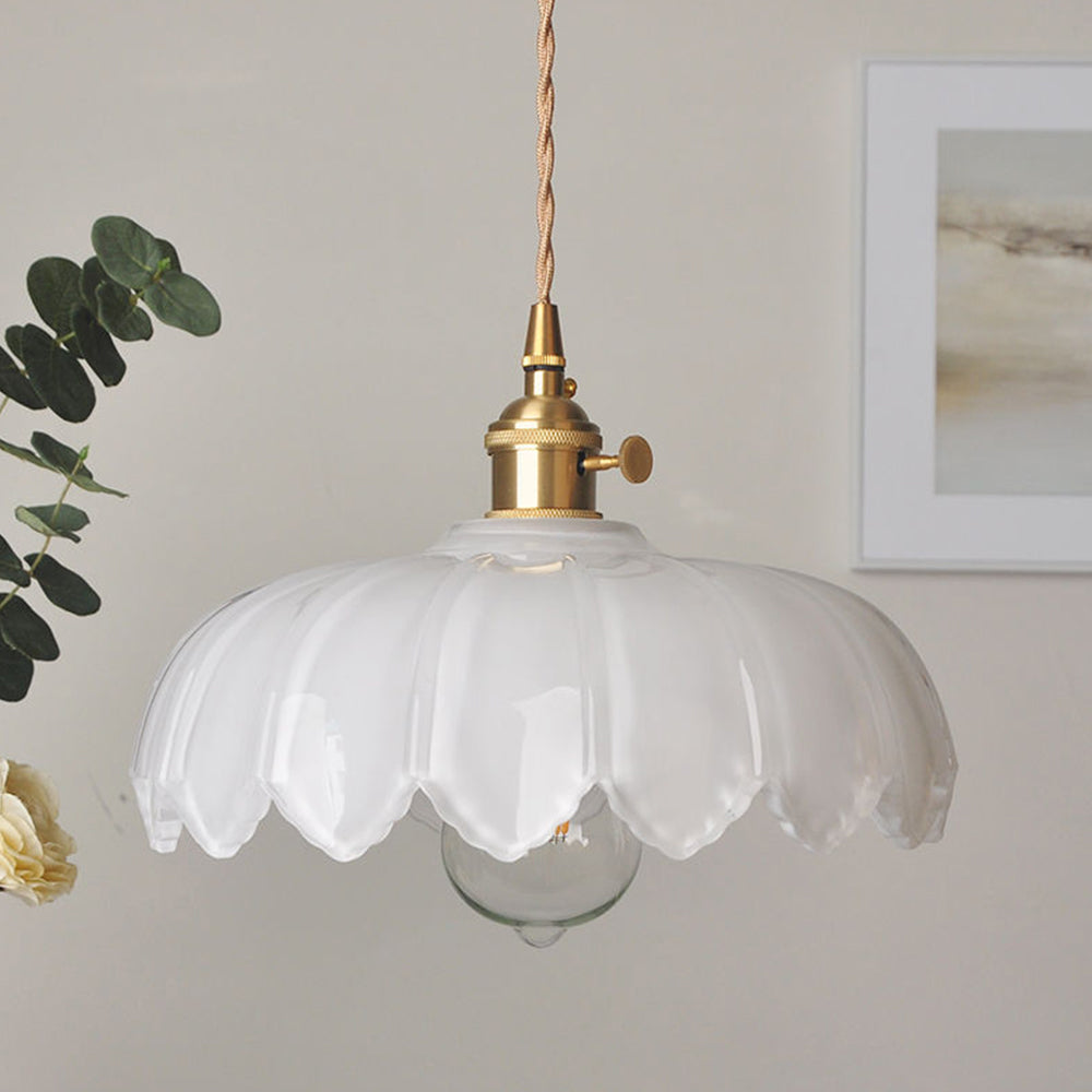 Vintage Glazed Floral Hanging Lamp