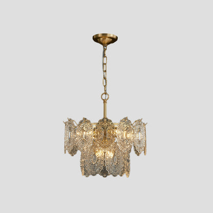 Gold Crystal Panel Chandelier Ceiling Light