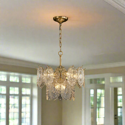Gold Crystal Panel Chandelier Ceiling Light