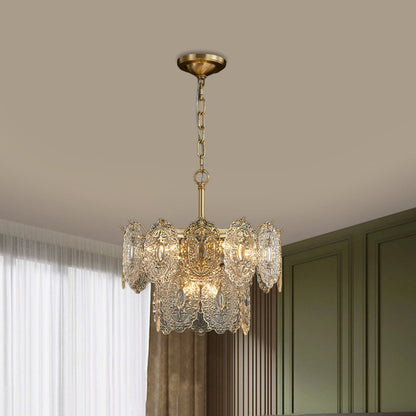 Gold Crystal Panel Chandelier Ceiling Light