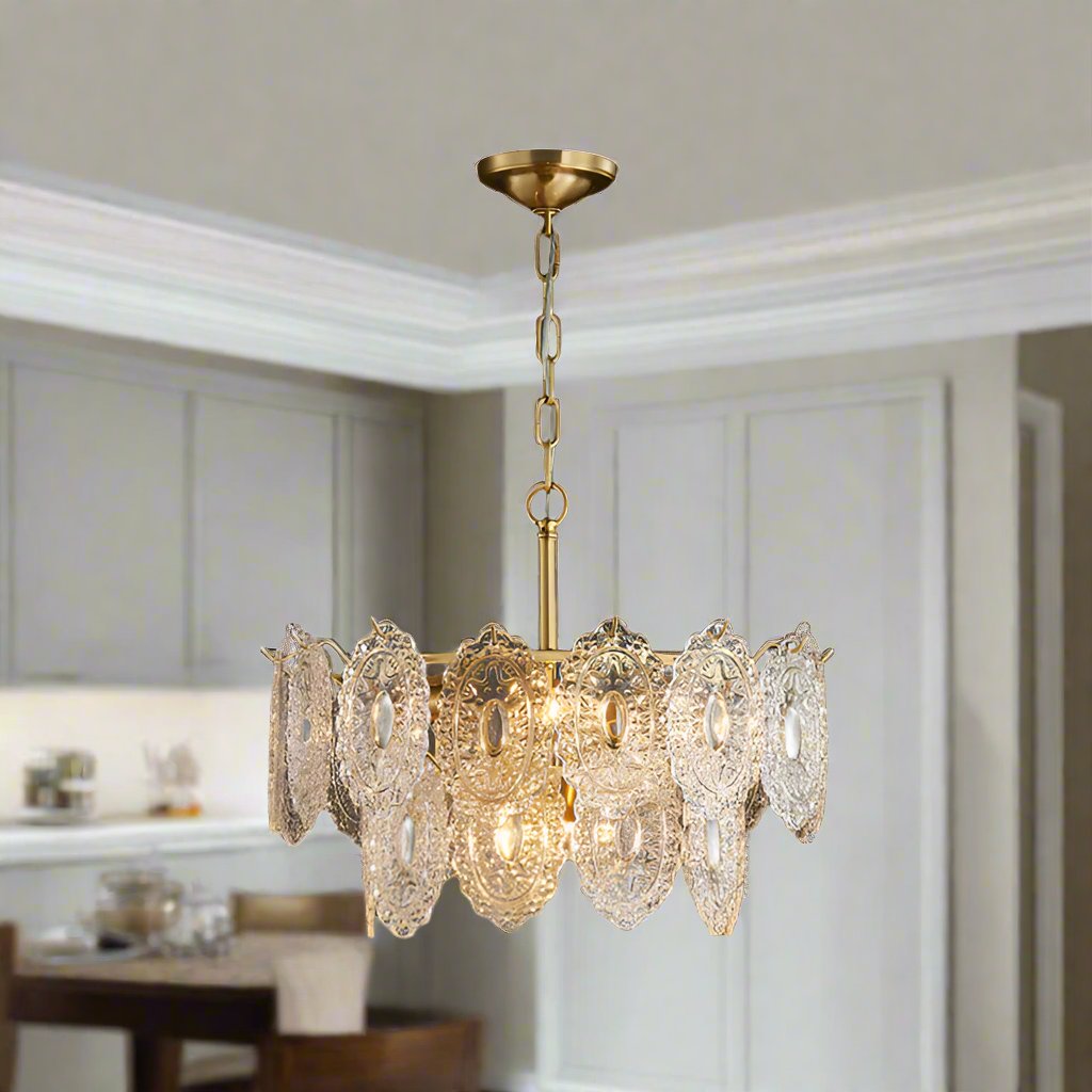 Gold Crystal Panel Chandelier Ceiling Light