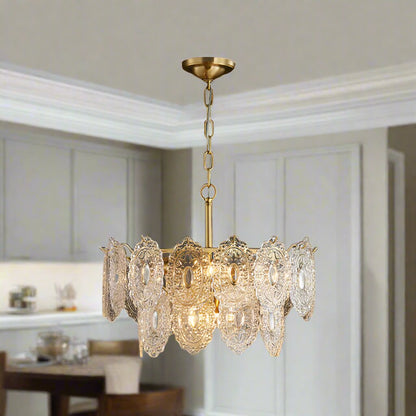 Gold Crystal Panel Chandelier Ceiling Light
