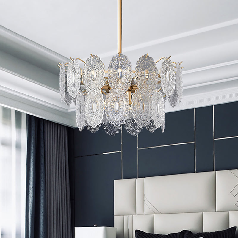 Gold Crystal Panel Chandelier Ceiling Light