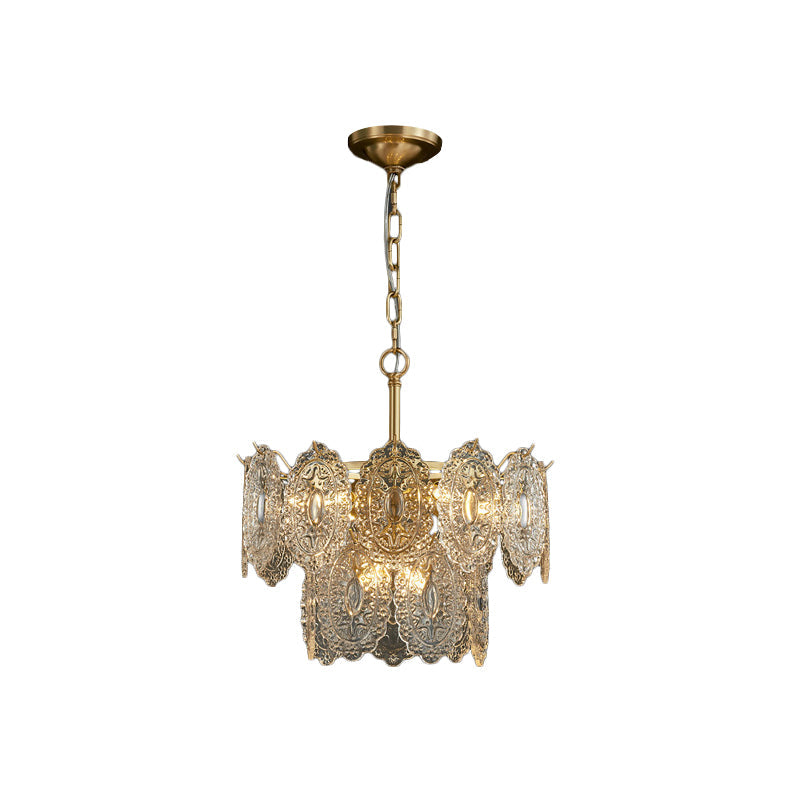 Gold Crystal Panel Chandelier Ceiling Light