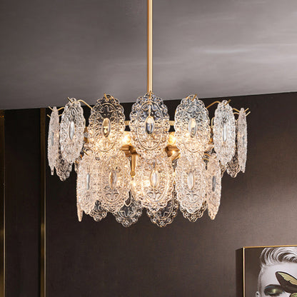 Gold Crystal Panel Chandelier Ceiling Light