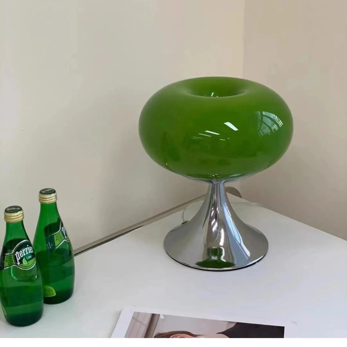 Antique Apple Table Lamp Glass and Iron