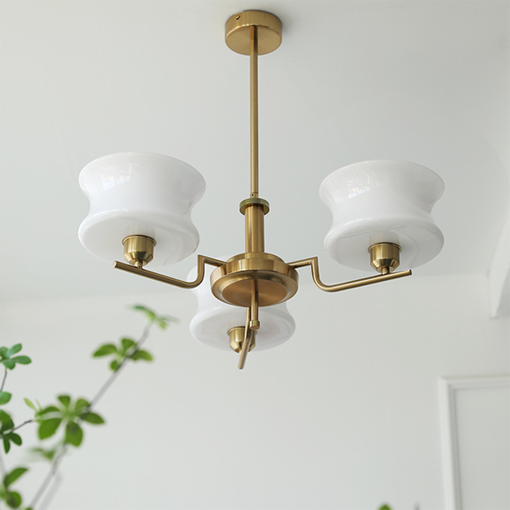 Vintage Gold Glass Dining Room Chandelier Light