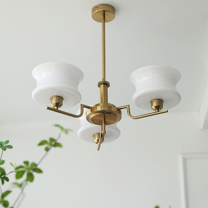 Vintage Gold Glass Dining Room Chandelier Light