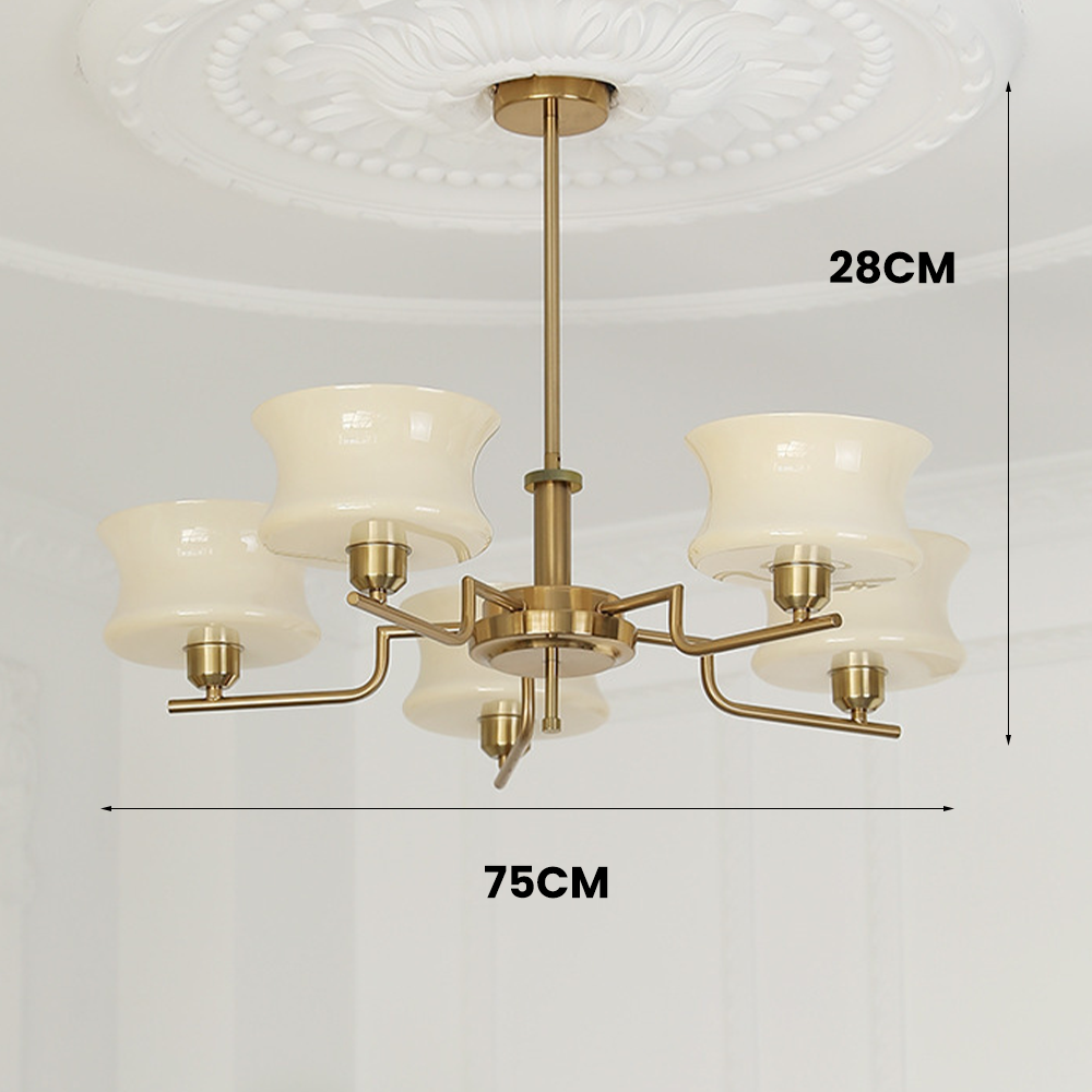 Vintage Gold Glass Dining Room Chandelier Light