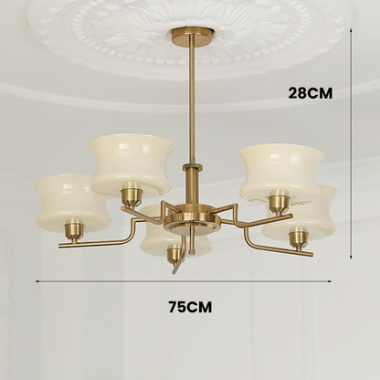 Vintage Gold Glass Dining Room Chandelier Light