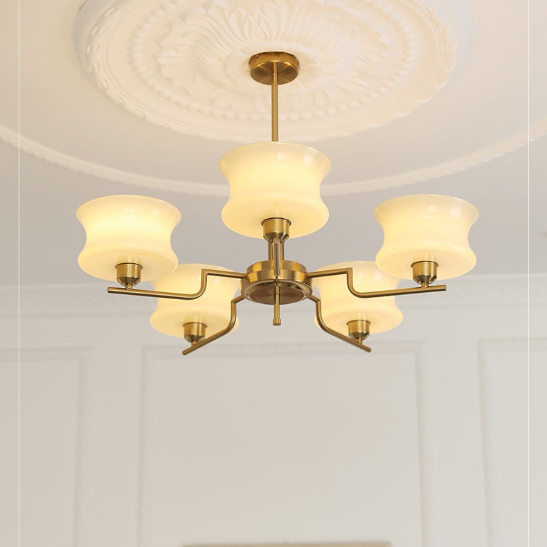 Vintage Gold Glass Dining Room Chandelier Light