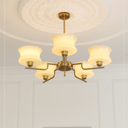 Vintage Gold Glass Dining Room Chandelier Light