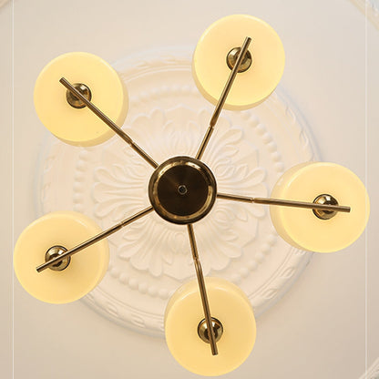 Vintage Gold Glass Dining Room Chandelier Light