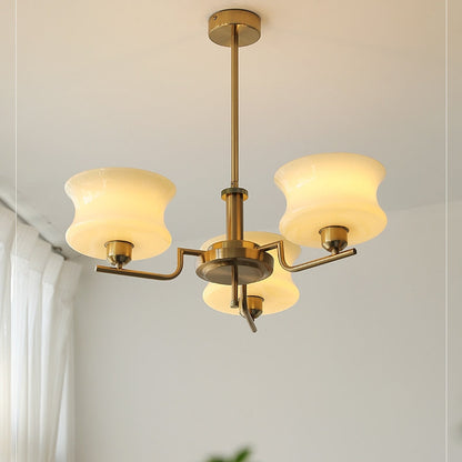 Vintage Gold Glass Dining Room Chandelier Light