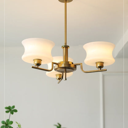 Vintage Gold Glass Dining Room Chandelier Light
