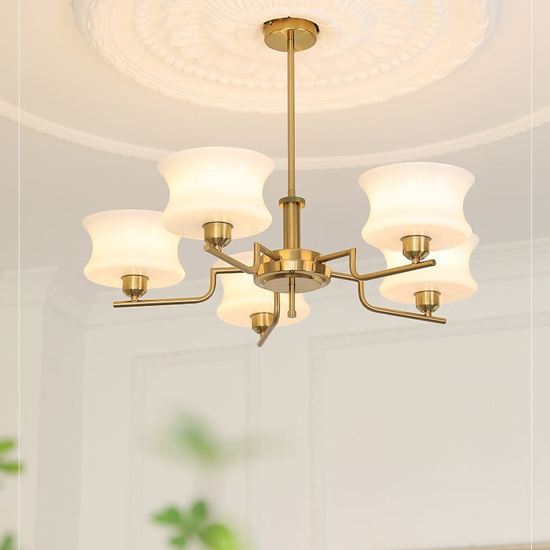 Vintage Gold Glass Dining Room Chandelier Light