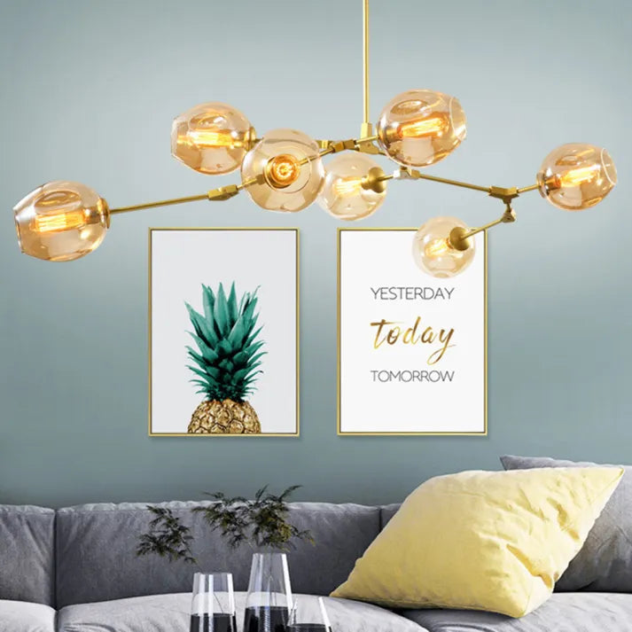 Mid-Century Bubble Glass Sputnik Chandelier Light