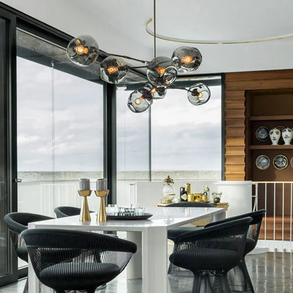 Mid-Century Bubble Glass Sputnik Chandelier Light