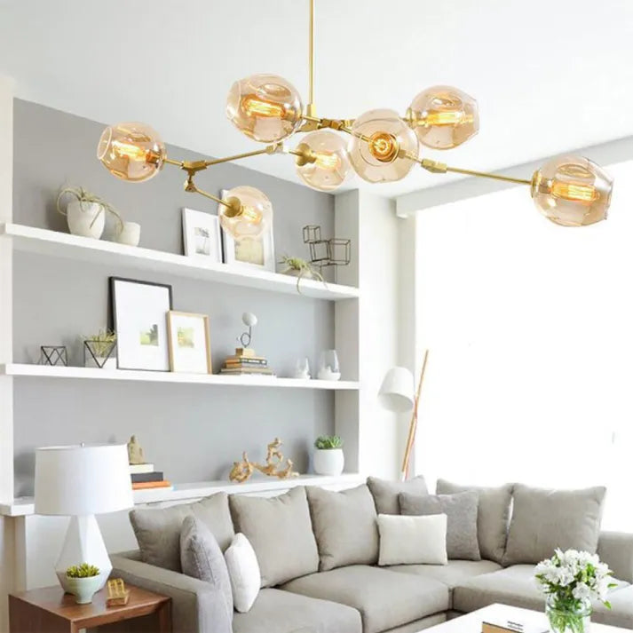 Mid-Century Bubble Glass Sputnik Chandelier Light