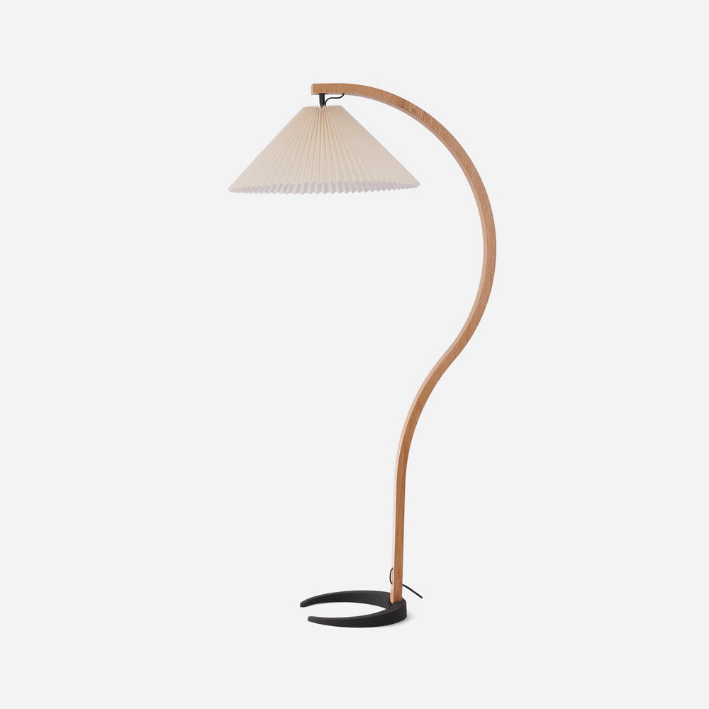 Caprani Scandinavian Wood and Metal Floor Lamp