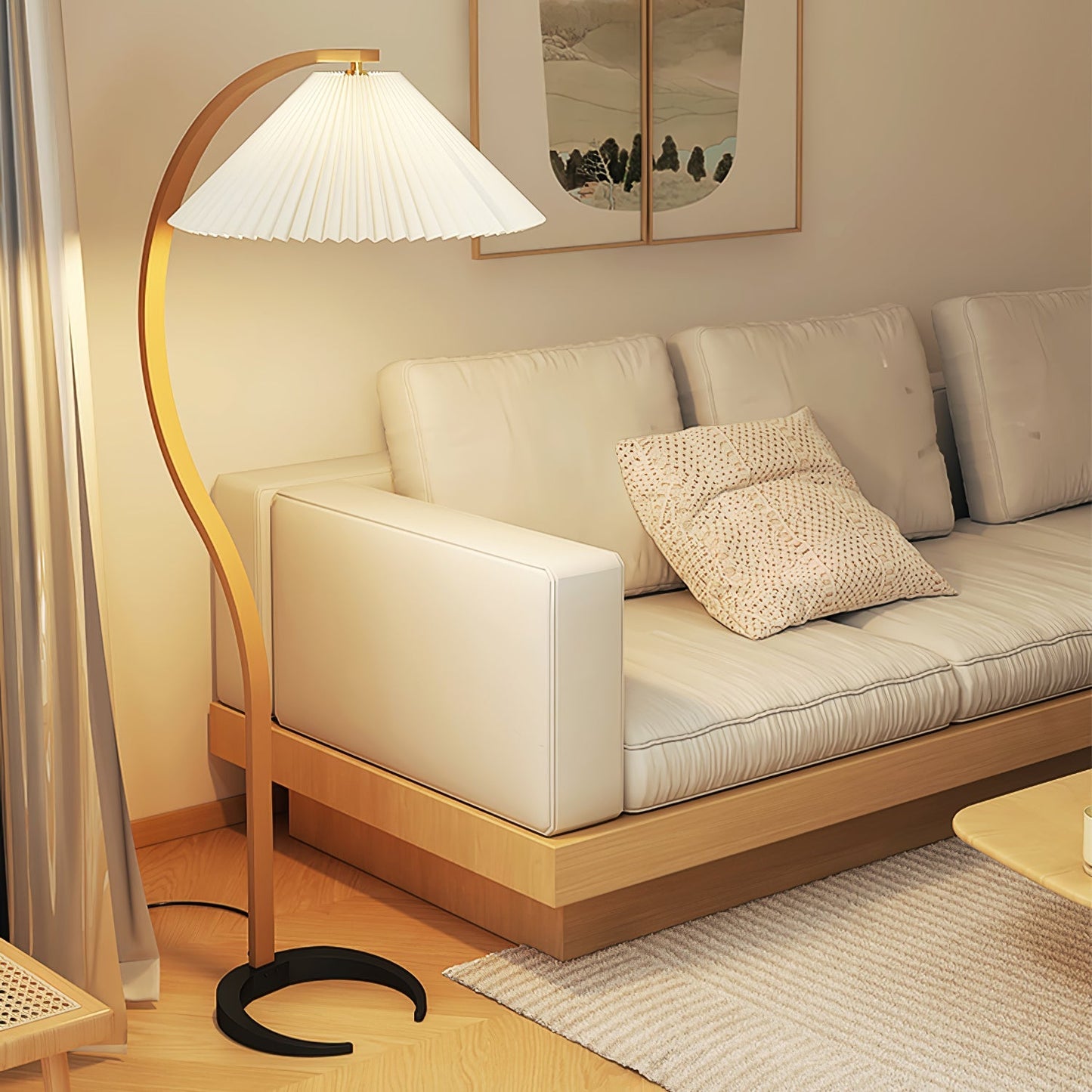 Caprani Scandinavian Wood and Metal Floor Lamp