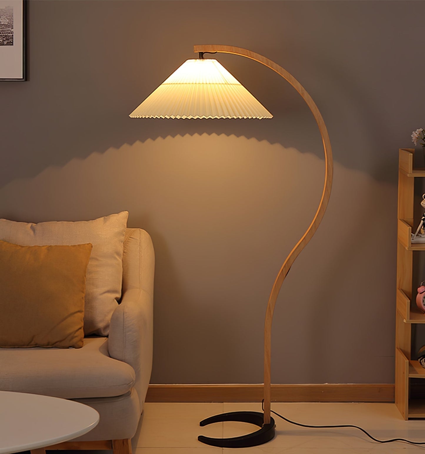Caprani Scandinavian Wood and Metal Floor Lamp