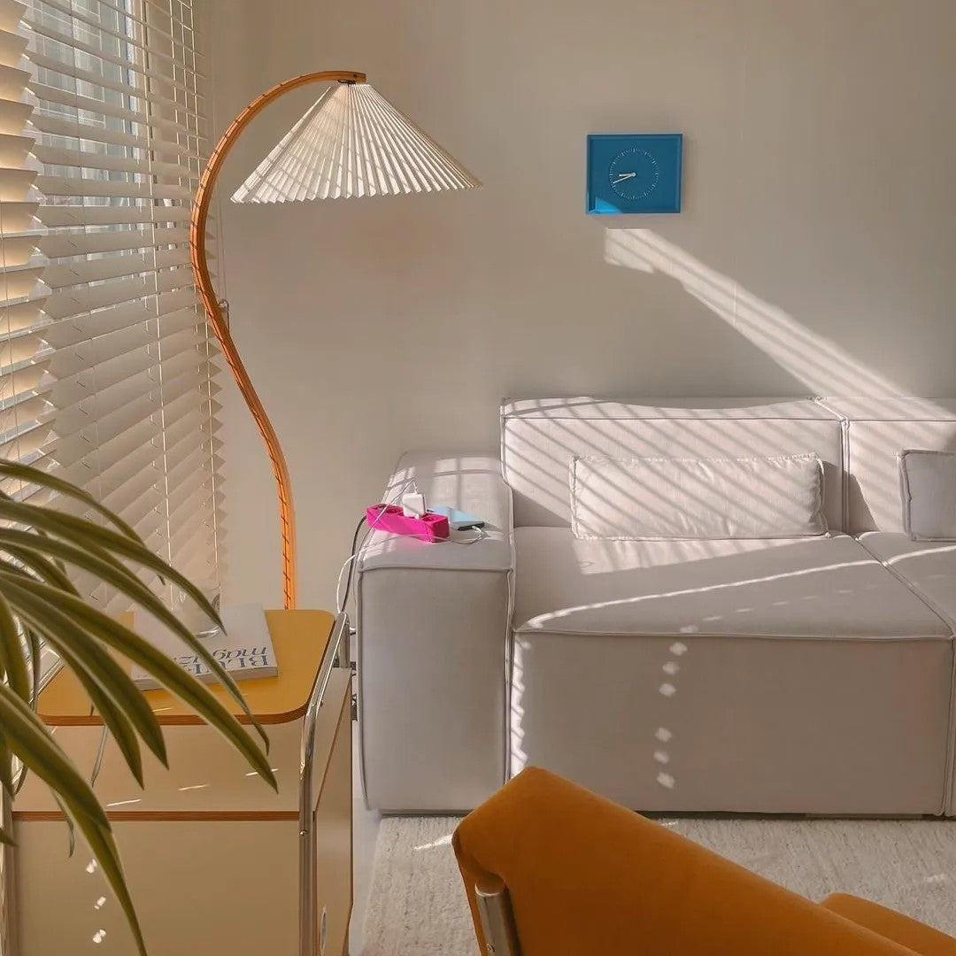 Caprani Scandinavian Wood and Metal Floor Lamp