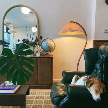 Caprani Scandinavian Wood and Metal Floor Lamp