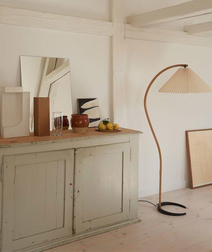 Caprani Scandinavian Wood and Metal Floor Lamp