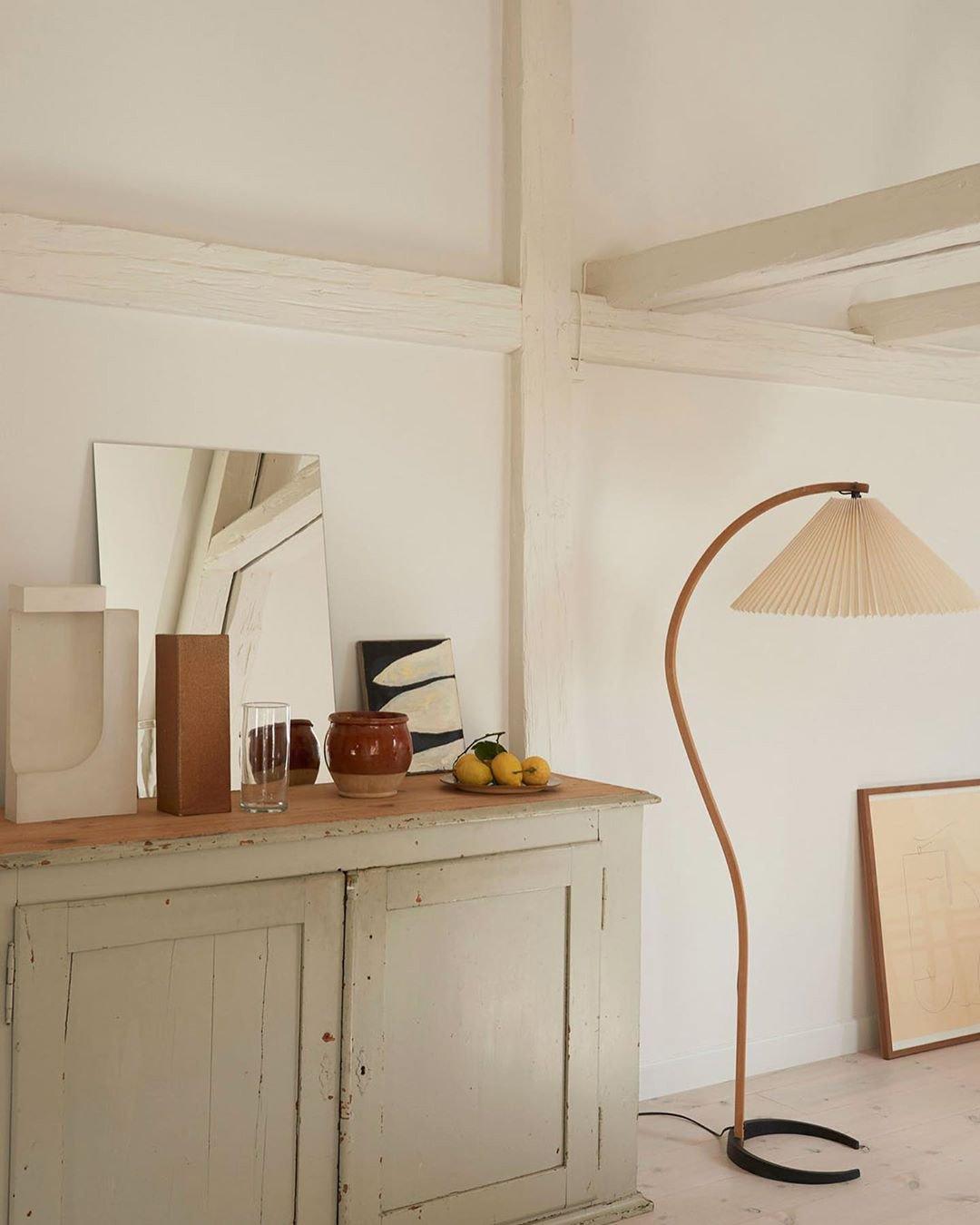 Caprani Scandinavian Wood and Metal Floor Lamp