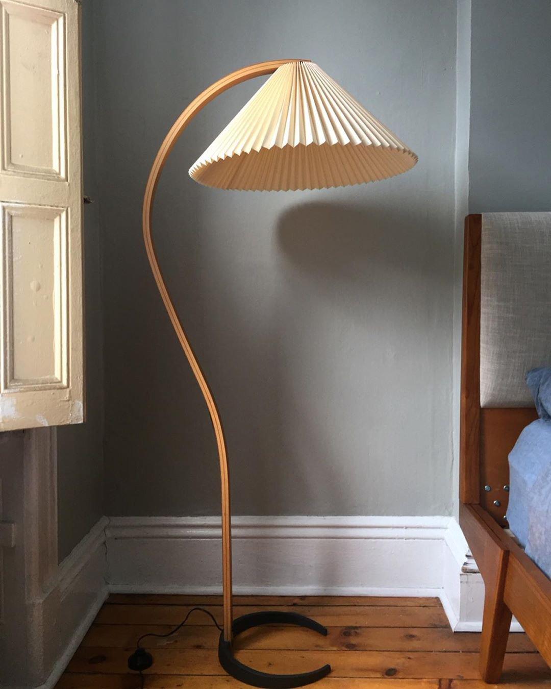 Caprani Scandinavian Wood and Metal Floor Lamp