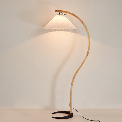 Caprani Scandinavian Wood and Metal Floor Lamp