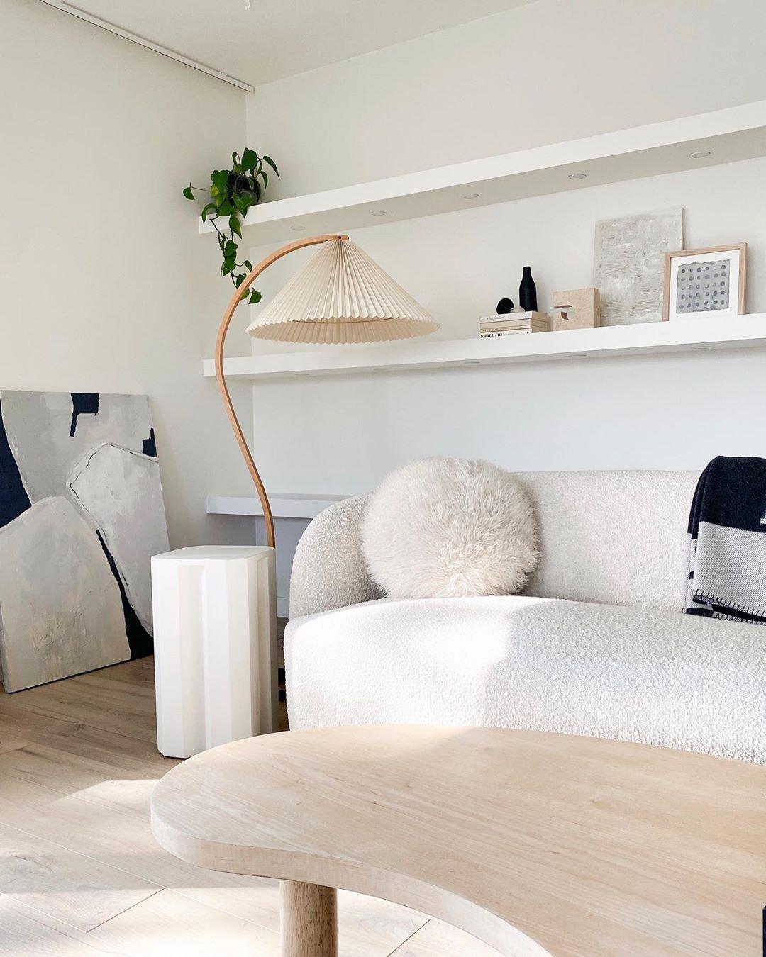 Caprani Scandinavian Wood and Metal Floor Lamp