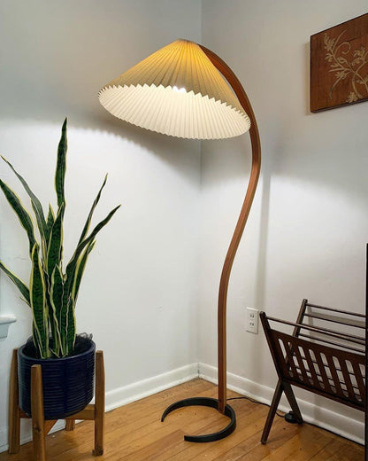 Caprani Scandinavian Wood and Metal Floor Lamp