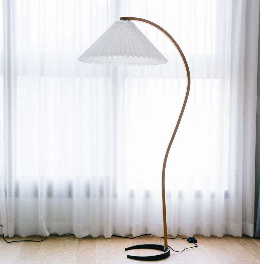 Caprani Scandinavian Wood and Metal Floor Lamp