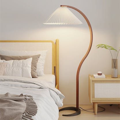 Caprani Scandinavian Wood and Metal Floor Lamp