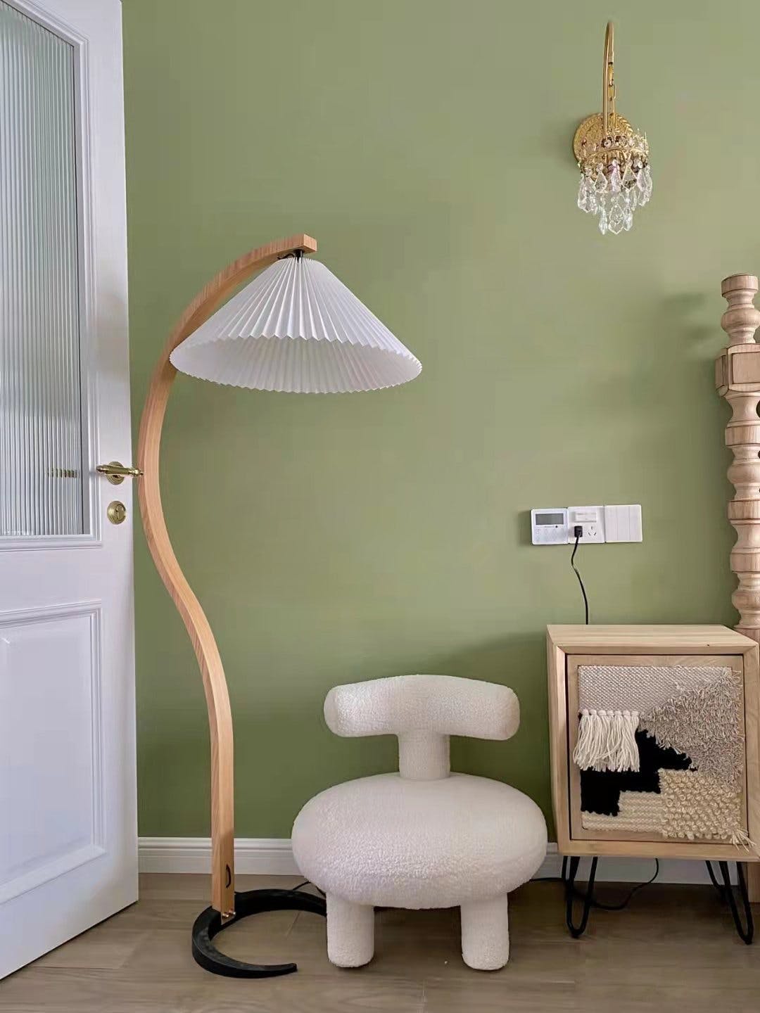 Caprani Scandinavian Wood and Metal Floor Lamp