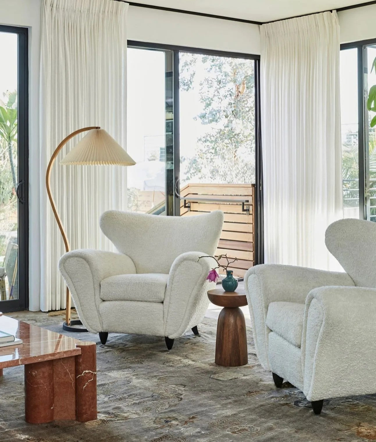 Caprani Scandinavian Wood and Metal Floor Lamp