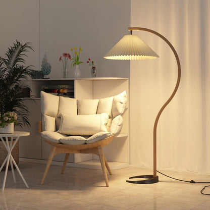 Caprani Scandinavian Wood and Metal Floor Lamp