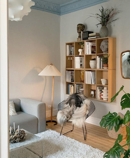 Caprani Scandinavian Wood and Metal Floor Lamp