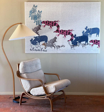 Caprani Scandinavian Wood and Metal Floor Lamp