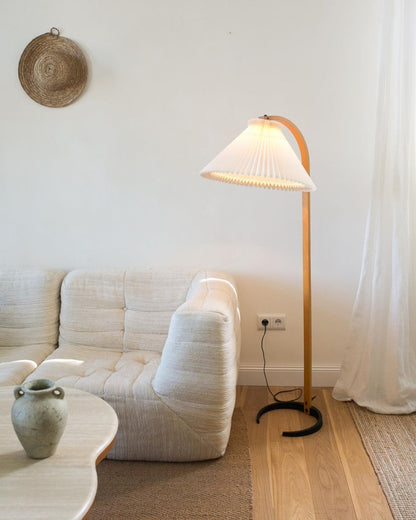 Caprani Scandinavian Wood and Metal Floor Lamp