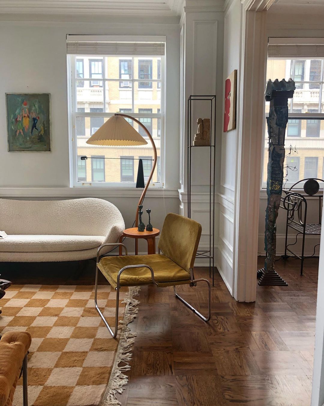 Caprani Scandinavian Wood and Metal Floor Lamp