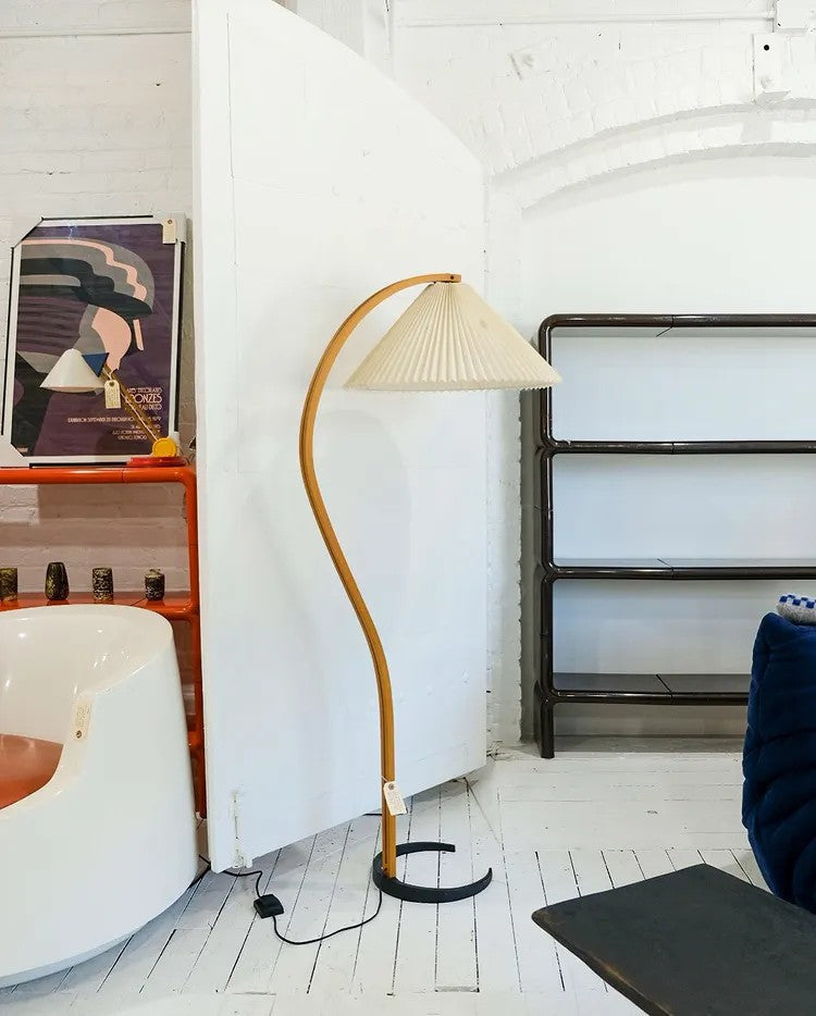 Caprani Scandinavian Wood and Metal Floor Lamp