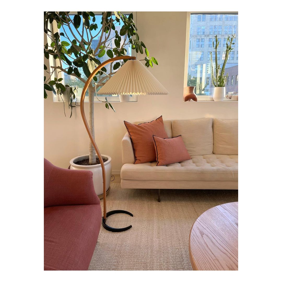 Caprani Scandinavian Wood and Metal Floor Lamp