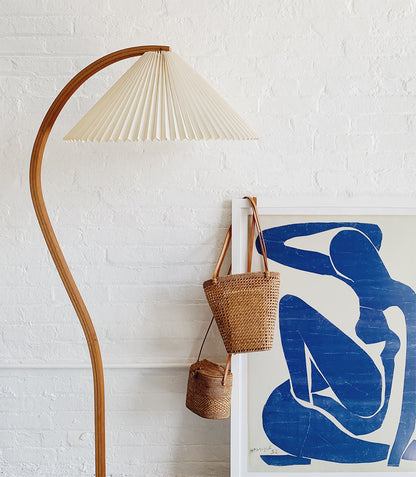Caprani Scandinavian Wood and Metal Floor Lamp