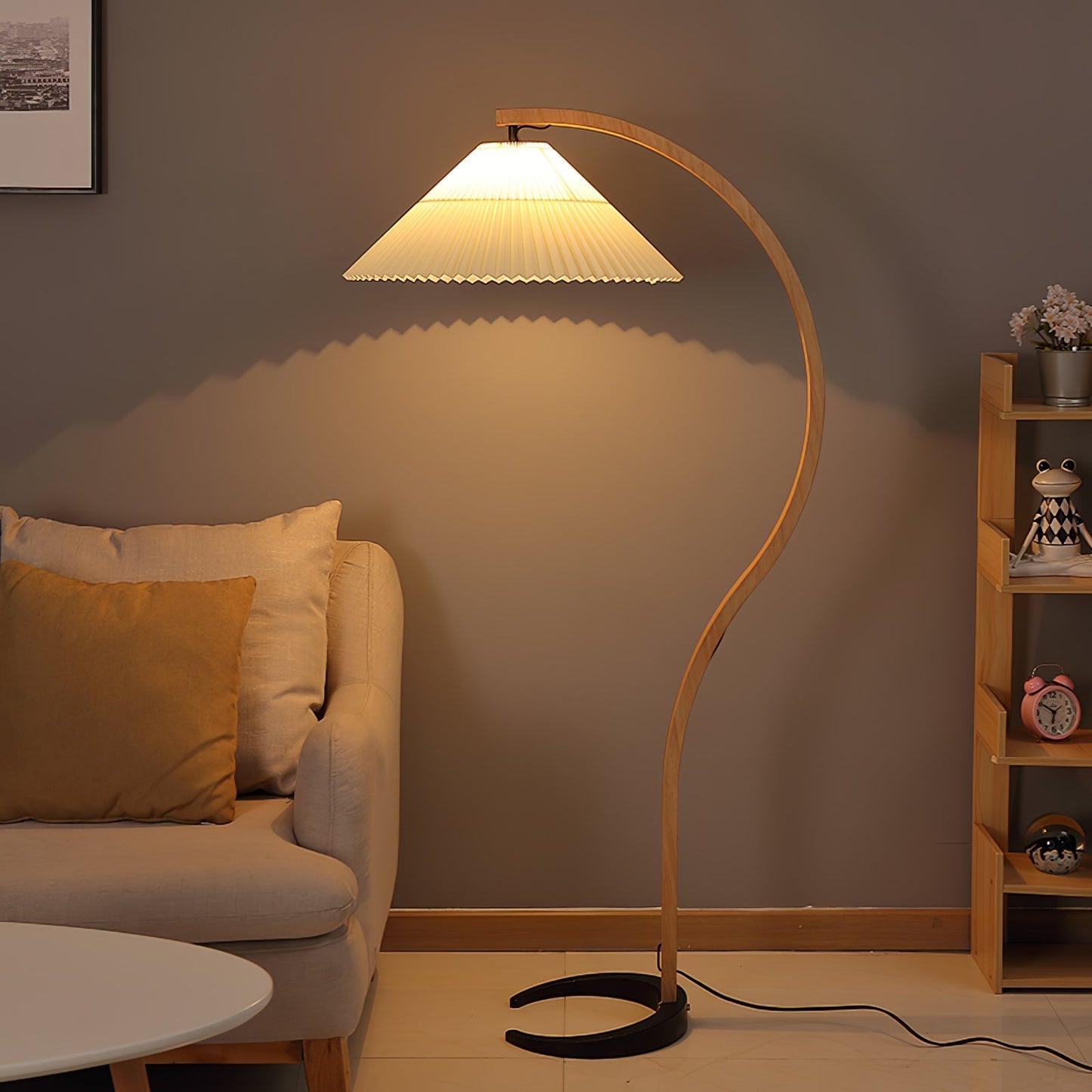 Caprani Scandinavian Wood and Metal Floor Lamp