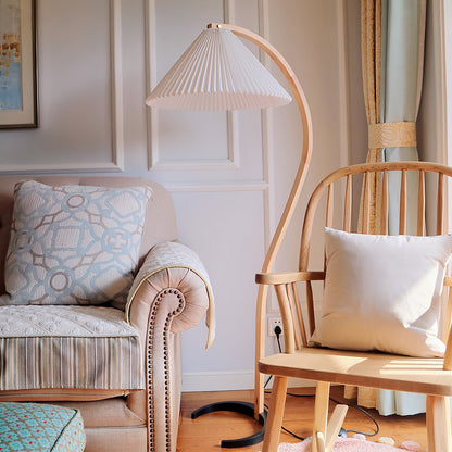 Caprani Scandinavian Wood and Metal Floor Lamp